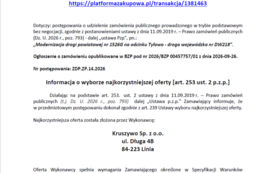 Galeria aktualności Wybrano wykonawcę modernizacji drogi powiatowej nr 1526G na odcinku Tyłowo &ndash; DW218! 1