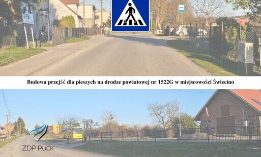 Trwa przetarg na roboty budowlane pn.: „Budowa przejść dla pieszych na drodze powiatowej nr 1522G w miejscowości Świecino”